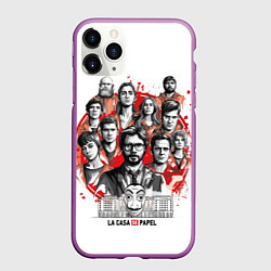 Чехол iPhone 11 Pro матовый Бумажный дом Герои ограбления, цвет: 3D-фиолетовый