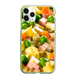 Чехол iPhone 11 Pro матовый Весь в оливье, цвет: 3D-салатовый