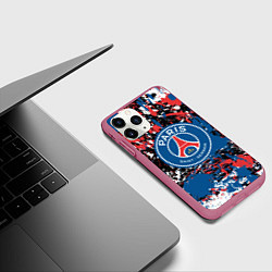 Чехол iPhone 11 Pro матовый PSG БРЫЗГИ КРАСОК СПОРТ, цвет: 3D-малиновый — фото 2