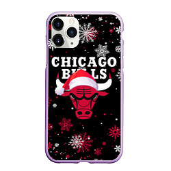 Чехол iPhone 11 Pro матовый НОВОГОДНИЙ CHICAGO BULLS 2022 СНЕЖИНКИ, цвет: 3D-сиреневый