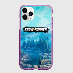 Чехол iPhone 11 Pro матовый SnowRunner СноуРаннер логотип, цвет: 3D-фиолетовый