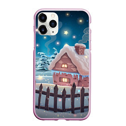 Чехол iPhone 11 Pro матовый Домик в деревне, цвет: 3D-розовый