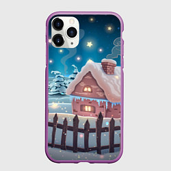 Чехол iPhone 11 Pro матовый Домик в деревне, цвет: 3D-фиолетовый