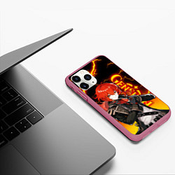 Чехол iPhone 11 Pro матовый GENSHIN IMPACT ДИЛЮК, МОЛНИИ FLASH, цвет: 3D-малиновый — фото 2