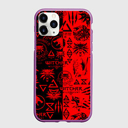 Чехол iPhone 11 Pro матовый THE WITCHER LOGOBOMBING BLACK RED, цвет: 3D-фиолетовый