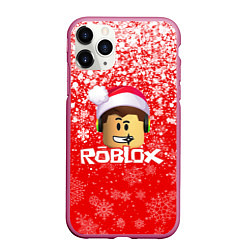 Чехол iPhone 11 Pro матовый ROBLOX НОВОГОДНИЙ SMILE 2022, цвет: 3D-малиновый