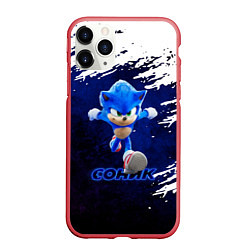 Чехол iPhone 11 Pro матовый Sonic со скоростью звука, цвет: 3D-красный