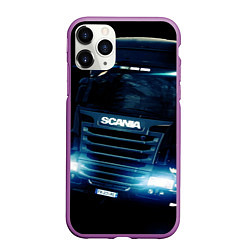 Чехол iPhone 11 Pro матовый SCANIA Дальнобой 2022, цвет: 3D-фиолетовый