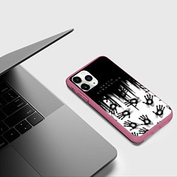 Чехол iPhone 11 Pro матовый Death Stranding Отпечаток ладони, цвет: 3D-малиновый — фото 2