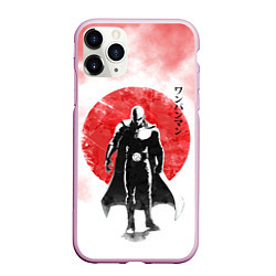 Чехол iPhone 11 Pro матовый Сайтама красный дым One Punch-Man, цвет: 3D-розовый