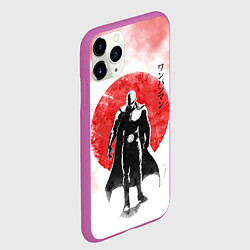 Чехол iPhone 11 Pro матовый Сайтама красный дым One Punch-Man, цвет: 3D-фиолетовый — фото 2