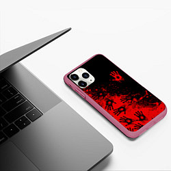 Чехол iPhone 11 Pro матовый Death Stranding Отпечаток рук паттерн, цвет: 3D-малиновый — фото 2