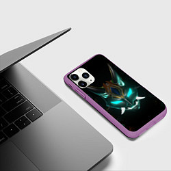 Чехол iPhone 11 Pro матовый МАСКА СЯО, GENSHIN IMPACT, СИМВОЛЫ, цвет: 3D-фиолетовый — фото 2