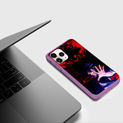 Чехол iPhone 11 Pro матовый Аста и его черный демон Черный клевер, цвет: 3D-фиолетовый — фото 2