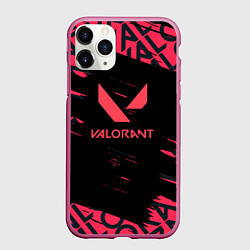 Чехол iPhone 11 Pro матовый Valorant паттерн, цвет: 3D-малиновый