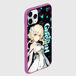 Чехол iPhone 11 Pro матовый ГЕНШИН ИМПАКТ ЛЮМИН, НЕОНОВЫЕ СЕРДЕЧКИ, цвет: 3D-фиолетовый — фото 2