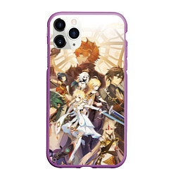 Чехол iPhone 11 Pro матовый GENSHIN IMPACT GODS HEROES, цвет: 3D-фиолетовый