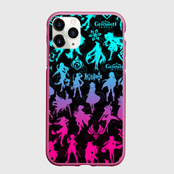 Чехол iPhone 11 Pro матовый ГЕНШИН ИМПАКТ НЕОН ПЕРСОНАЖИ ИГРЫ GENSHIN IM ACT L, цвет: 3D-малиновый