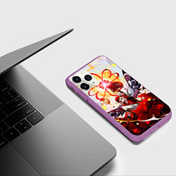 Чехол iPhone 11 Pro матовый Кли с крыльями при взрыве Genshin Impact, цвет: 3D-фиолетовый — фото 2