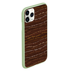 Чехол iPhone 11 Pro матовый Разные Кофейные Надписи, цвет: 3D-салатовый — фото 2