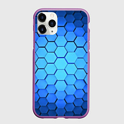 Чехол iPhone 11 Pro матовый Неоновые 3D ПЛИТЫ, цвет: 3D-фиолетовый