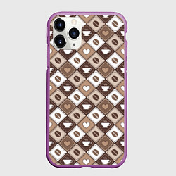 Чехол iPhone 11 Pro матовый Люблю Кофе Coffee, цвет: 3D-фиолетовый
