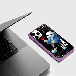 Чехол iPhone 11 Pro матовый НОВОГОДНИЙ САНС UNDERTALE НОВЫЙ ГОД, цвет: 3D-фиолетовый — фото 2
