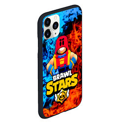 Чехол iPhone 11 Pro матовый ГРОМ БРАВЛ СТАРС, GROM BRAWL STARS ОГОНЬ, цвет: 3D-черный — фото 2