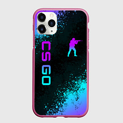 Чехол iPhone 11 Pro матовый CS GO NEON SYMBOL STYLE SKIN КС ГО НЕОН, цвет: 3D-малиновый