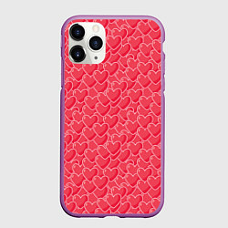 Чехол iPhone 11 Pro матовый Моя Любовь сердечки, цвет: 3D-фиолетовый