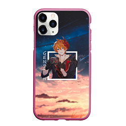 Чехол iPhone 11 Pro матовый Тарталья Tartaglia, Genshin Impact Геншин импакт, цвет: 3D-малиновый