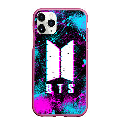 Чехол iPhone 11 Pro матовый НЕОНОВЫЙ БТС NEON BTS, цвет: 3D-малиновый