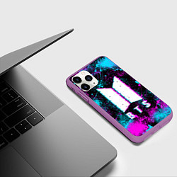 Чехол iPhone 11 Pro матовый НЕОНОВЫЙ БТС NEON BTS, цвет: 3D-фиолетовый — фото 2
