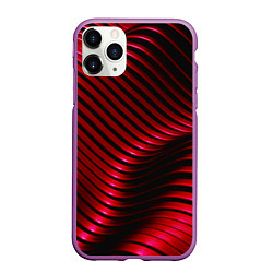 Чехол iPhone 11 Pro матовый Волны красного металла, цвет: 3D-фиолетовый