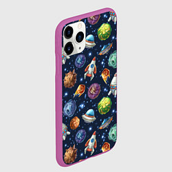 Чехол iPhone 11 Pro матовый Турне по космосу, цвет: 3D-фиолетовый — фото 2