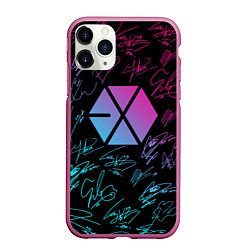 Чехол iPhone 11 Pro матовый EXO BAND НЕОНОВЫЕ АВТОГРАФЫ, цвет: 3D-малиновый