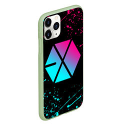 Чехол iPhone 11 Pro матовый EXO BAND NEON LOGO НЕОНОВЫЕ БРЫЗГИ КРАСОК, цвет: 3D-салатовый — фото 2