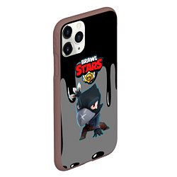 Чехол iPhone 11 Pro матовый BRAWL STARS MECHA CROW подтеки красок, цвет: 3D-коричневый — фото 2