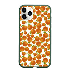 Чехол iPhone 11 Pro матовый Мандарины Новый Год 2022, цвет: 3D-темно-зеленый