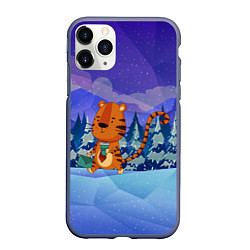 Чехол iPhone 11 Pro матовый Тигр - менеджер, цвет: 3D-серый