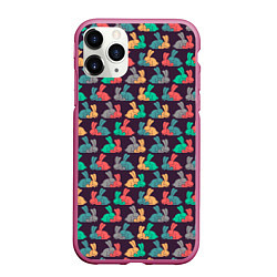 Чехол iPhone 11 Pro матовый Кролики 18, цвет: 3D-малиновый