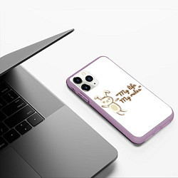 Чехол iPhone 11 Pro матовый My life My rules, цвет: 3D-сиреневый — фото 2