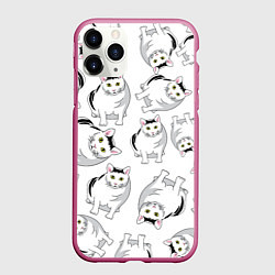 Чехол iPhone 11 Pro матовый КОТИКИ МЕМ МЯУ, цвет: 3D-малиновый