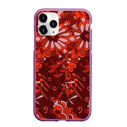 Чехол iPhone 11 Pro матовый Красные цветы абстракция
