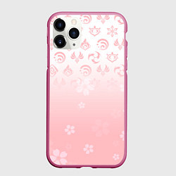 Чехол iPhone 11 Pro матовый ГЕНШИН ИМПАКТ ЯПОНИЯ САКУРА ЦВЕТОК, цвет: 3D-малиновый