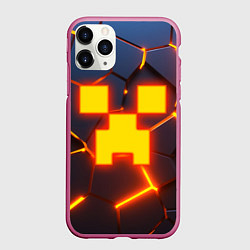 Чехол iPhone 11 Pro матовый ОГНЕННЫЙ КРИПЕР 3D ПЛИТЫ FIRE CREEPER, цвет: 3D-малиновый