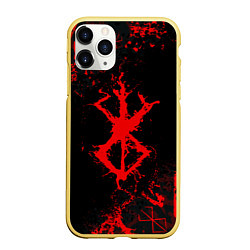 Чехол iPhone 11 Pro матовый BERSERK PATTERN SYMBOL, КЛЕЙМО, цвет: 3D-желтый