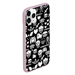 Чехол iPhone 11 Pro матовый UNDERTALE PATTERN БЕЛЫЙ, цвет: 3D-розовый — фото 2