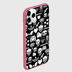 Чехол iPhone 11 Pro матовый UNDERTALE PATTERN БЕЛЫЙ, цвет: 3D-малиновый — фото 2