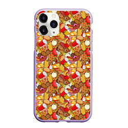 Чехол iPhone 11 Pro матовый Еда Fast Food, цвет: 3D-светло-сиреневый